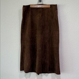 Liz Claiborne 100% Suede Skirt Brown Western Cowgirl Rodeo Festival Size 12